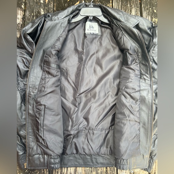 Burk’s Bay Men’s Big & Tall Long Sleeve Full Zip 5XL Black Leather Jacket Coat - Picture 5 of 9